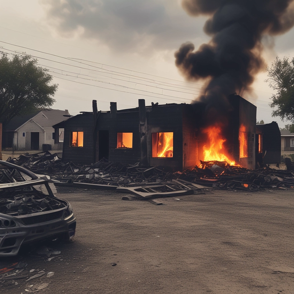 Fire and smoke damaged home interior handled as a property insurance claim